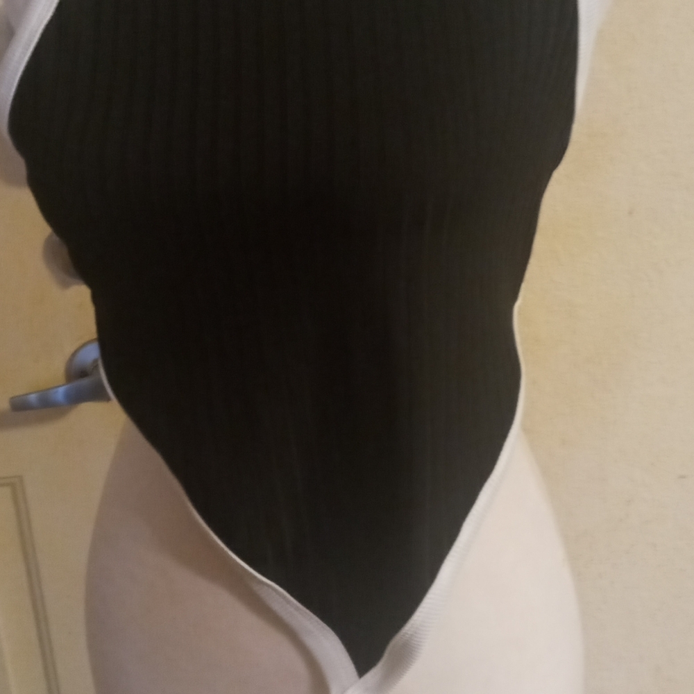 Black and White Ribbed Bodysuit